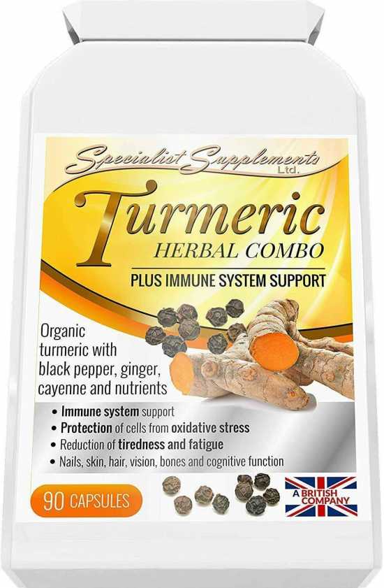 Organic Curcumin Turmeric Herbal Immune System Support 90 caps 30 days supply