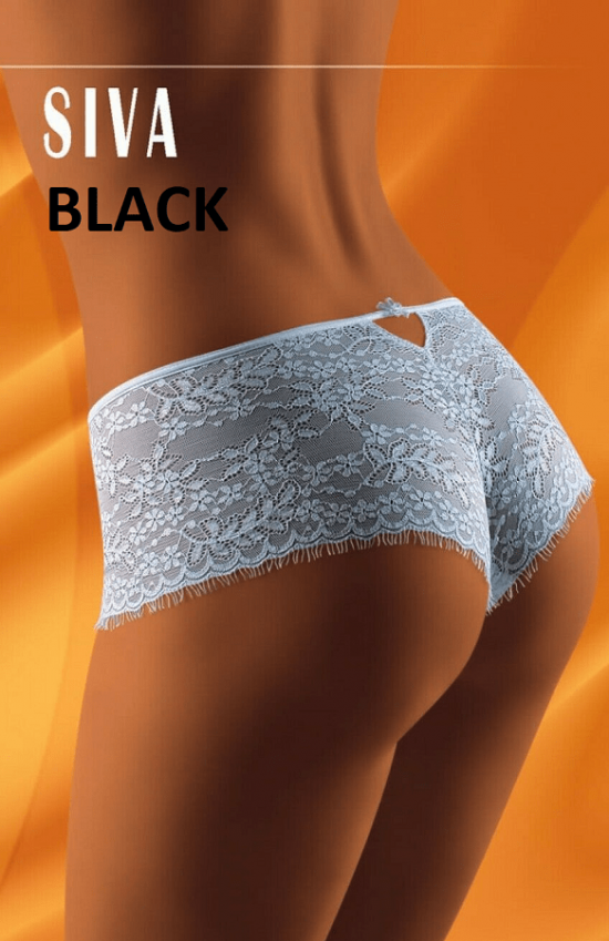 'Wolbar Lingerie' Siva Ladies BLACK Floral Lace Everyday Briefs ( UK Size 12 )