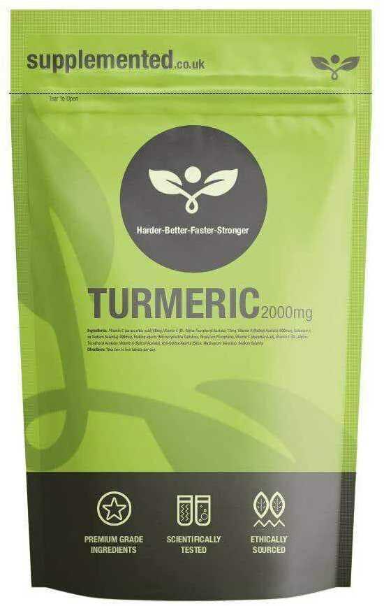 Turmeric 2000mg 180 Tablets UK Made Supplement Letterbox Friendly