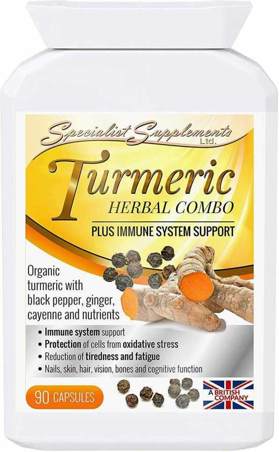 Organic Curcumin Turmeric Herbal Immune System Support 90 caps 30 days supply